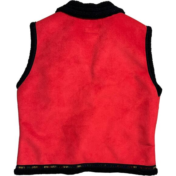 Wooly Bully Faux Suede Red Sherpa Vest Size Medium - Picture 5 of 10